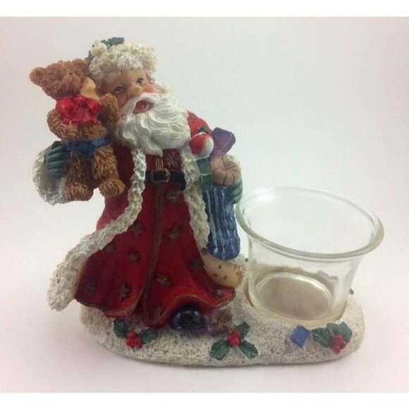 Holiday Collection Gifts Resin Santa Toys Teddy Candle Holder w/ Box VTG 5.5”x5” - Picture 2 of 11